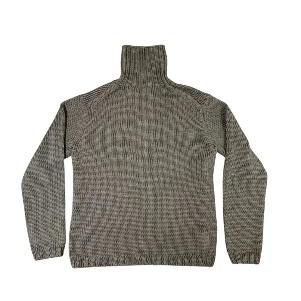 Banana Republic Factory Wool Turtleneck Sweater Taupe Brown Cable Knit Mens L